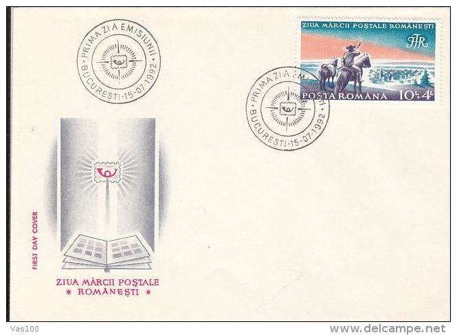 ROMANIAN STAMP'S DAY,MESSENGER, COVER FDC, 1992, ROMANIA - FDC