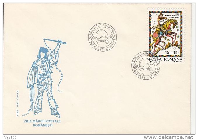 ROMANIAN STAMP'S DAY, COACH MAN, COVER FDC, 1993, ROMANIA - FDC