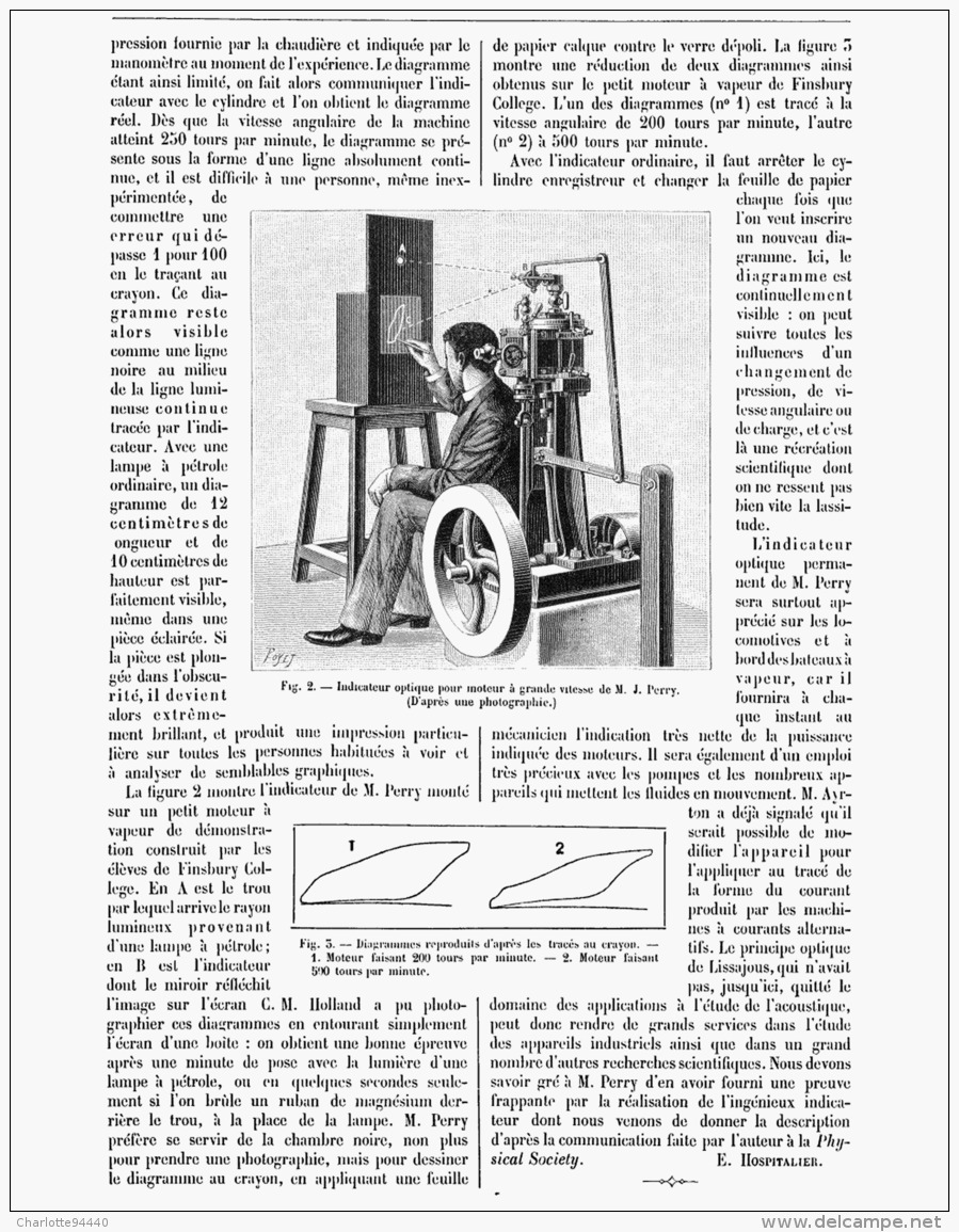 INDICATEUR OPTIQUE PERMANENT De M. JOHN PERRY    1891 - Autres & Non Classés