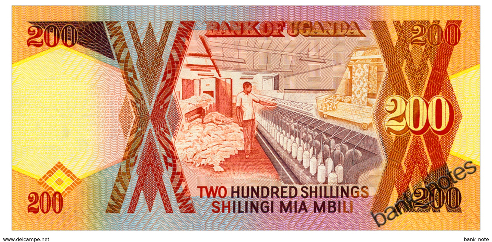 UGANDA 200 SHILLINGS 1987 Pick 32a Unc - Uganda