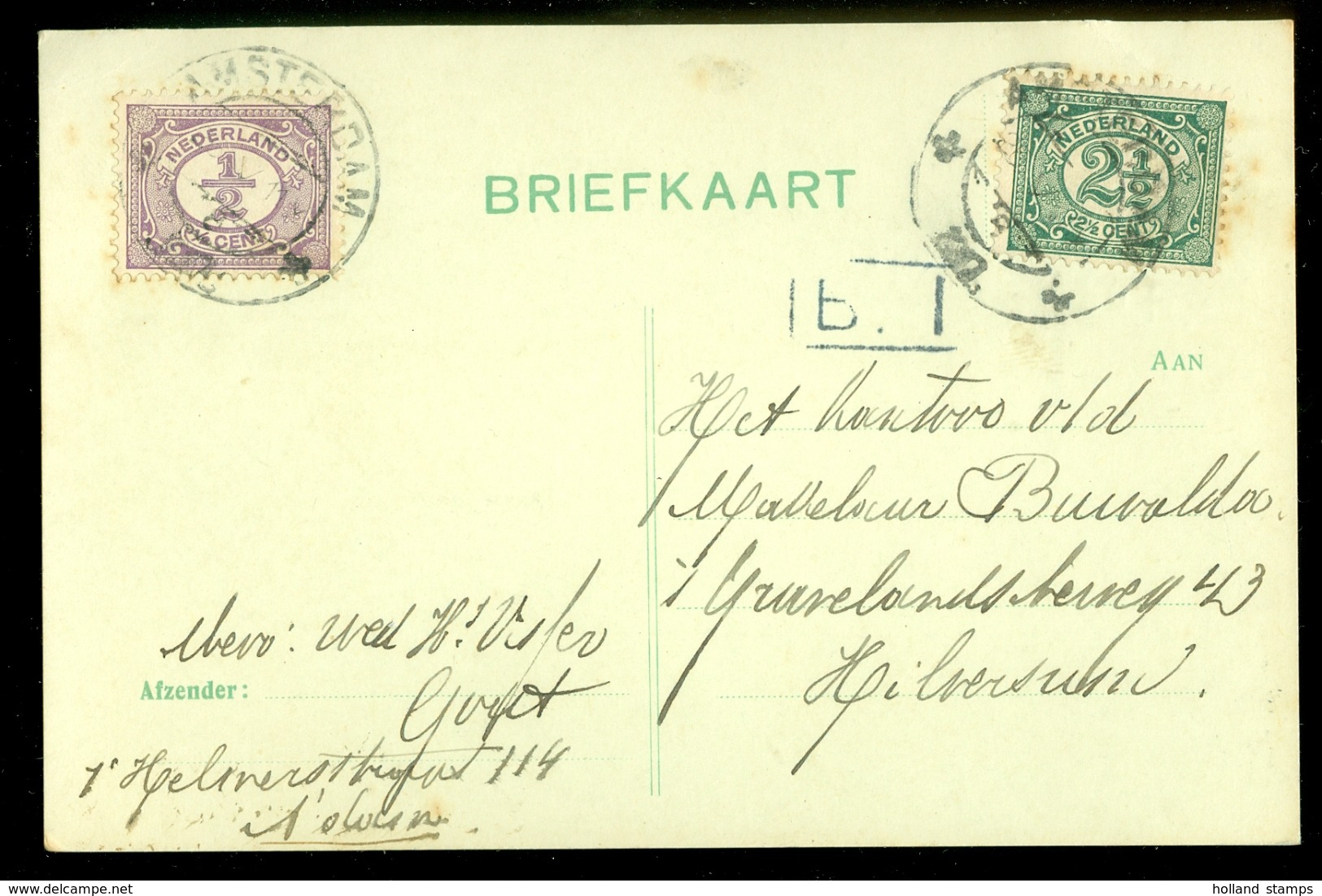 HANDGESCHREVEN BRIEFKAART Uit 1917  GELOPEN Van AMSTERDAM Naar HILVERSUM * NVPH 50 + 55  (10.623R) - Brieven En Documenten