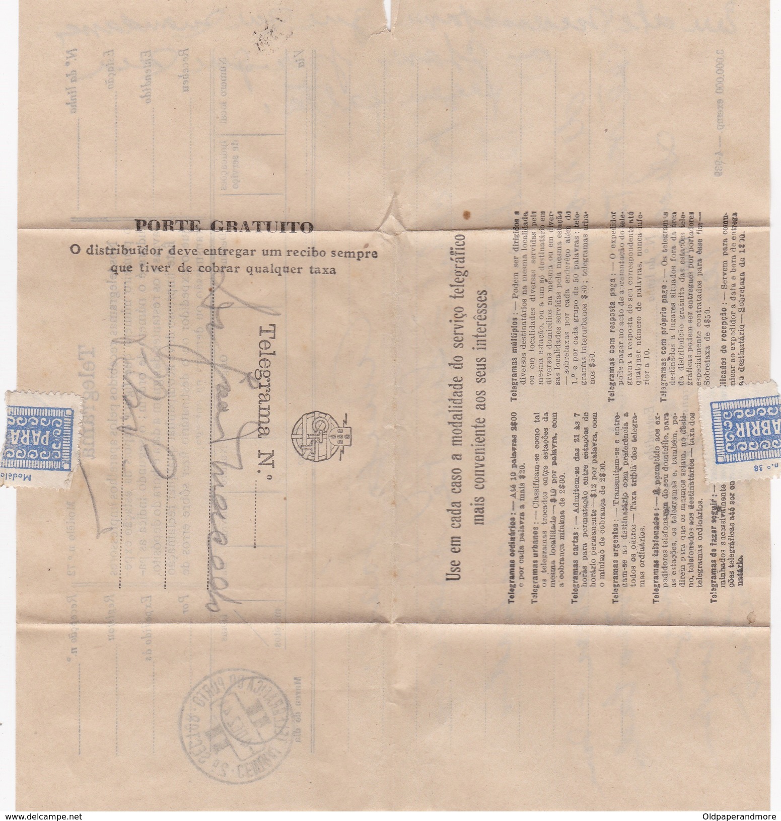 PORTUGAL TELEGRAMA TELEGRAM - PORTO - Lettres & Documents