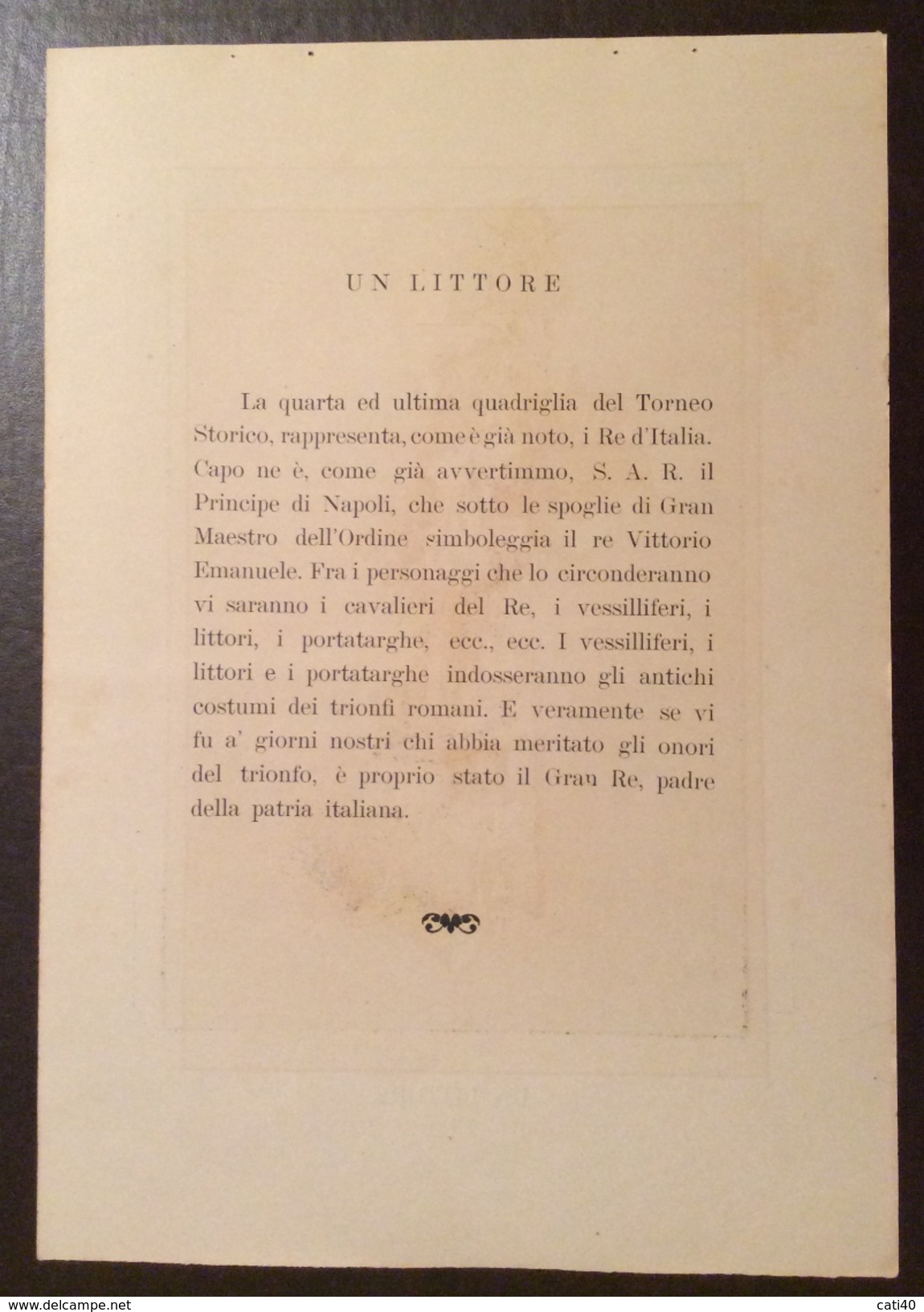 UNIFORMI MILITARI  UN LITTORE     ANTICA STAMPA  CON TESTO STORICO 18x27 - Altri & Non Classificati