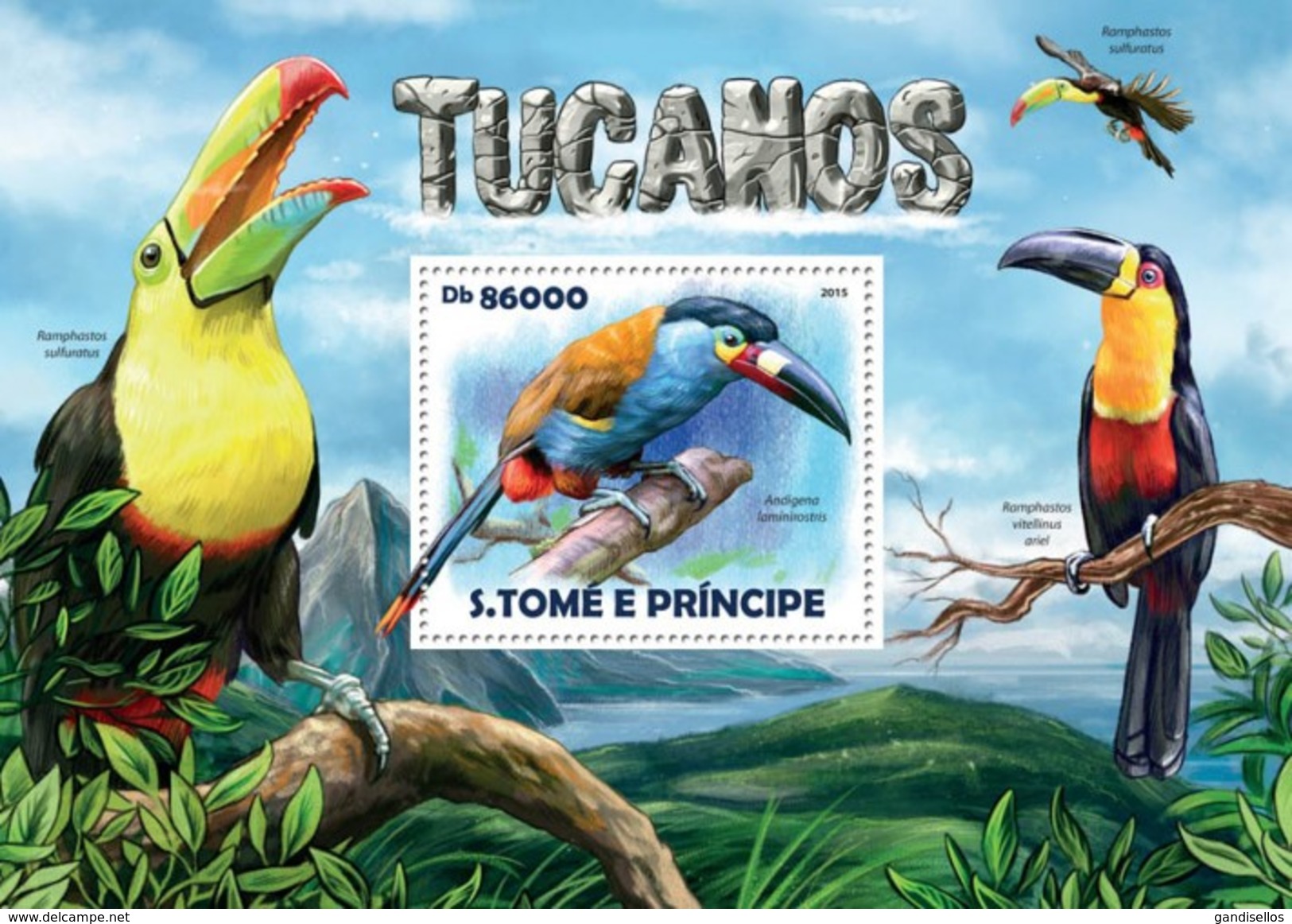 SAO TOME E PRINCIPE 2015 SHEET TOUCANS TUCANES AVES BIRDS OISEAUX UCCELLI PASSAROS St15216b - Sao Tomé Y Príncipe