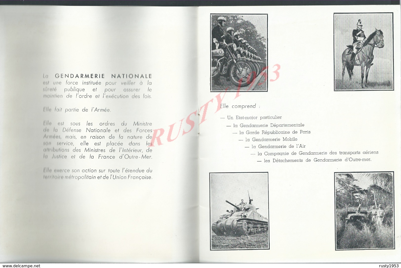 MILITARIA LIVRET ILLUSTRÉE DE PUBLICITÉE DE 16 PAGES FAITES UNE CARRIÈRE DANS LA GENDARMERIE MOTOCYCLE CHAR & DE L AIR : - Police & Gendarmerie