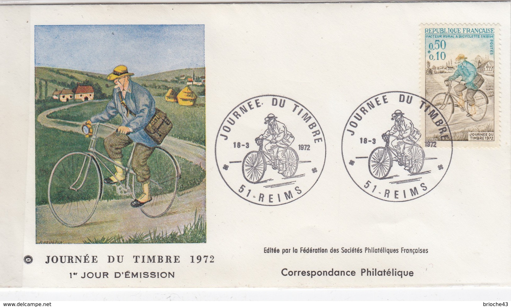 FRANCE - LETTRE JOURNEE DU TIMBRE 1erJOUR D'EMISSION - 18.3.1972 -  51-REIMS - YvN° 1710 - Covers & Documents