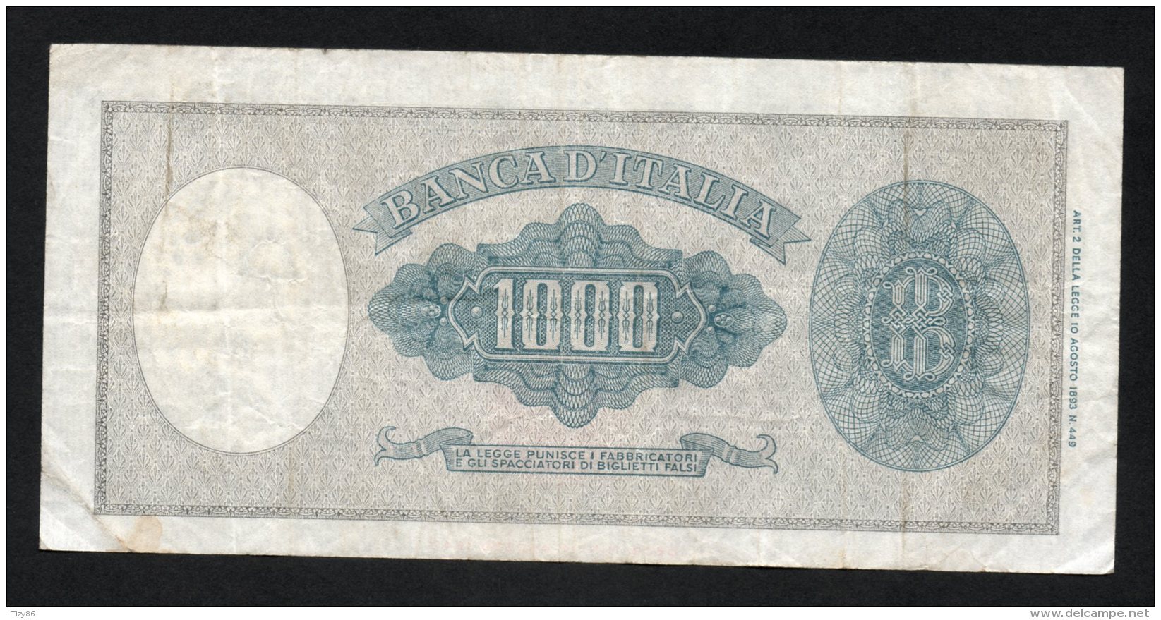 Banconota Italia 1000 Lire Medusa 11/2/1949 BB - 1000 Lire