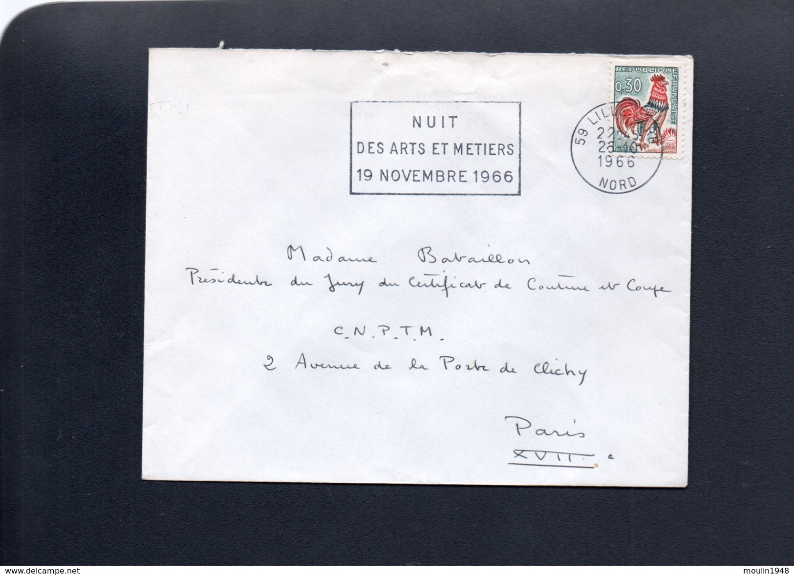 Flamme 59 Lille Gare 1966   "Nuit Arts Et Métiers 19 Novembre 1966" - 1961-....