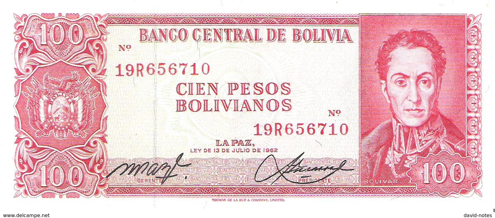 Bolivia - Pick 163a - 100 Pesos Bolivianos L. 1962 - XF - Bolivia