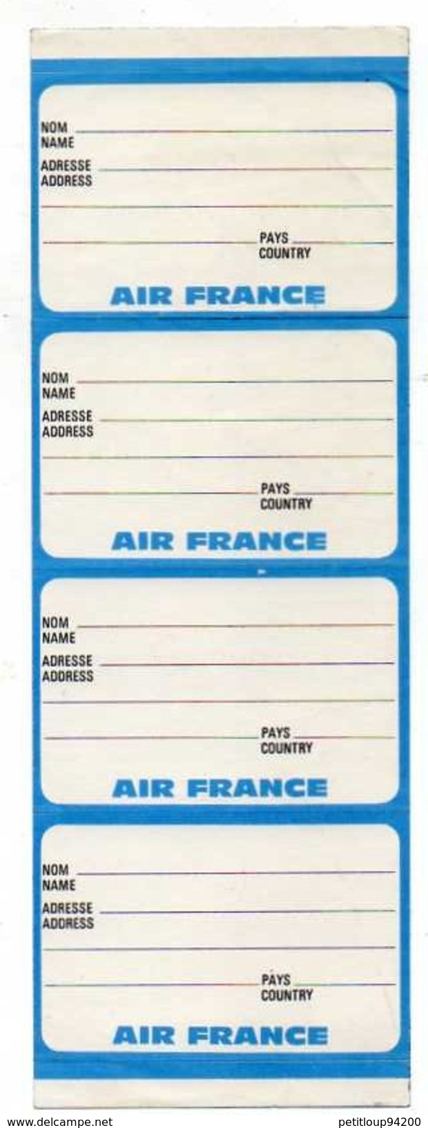 4 ETIQUETTES à BAGAGES Autocollantes  AIR FRANCE - Baggage Labels & Tags