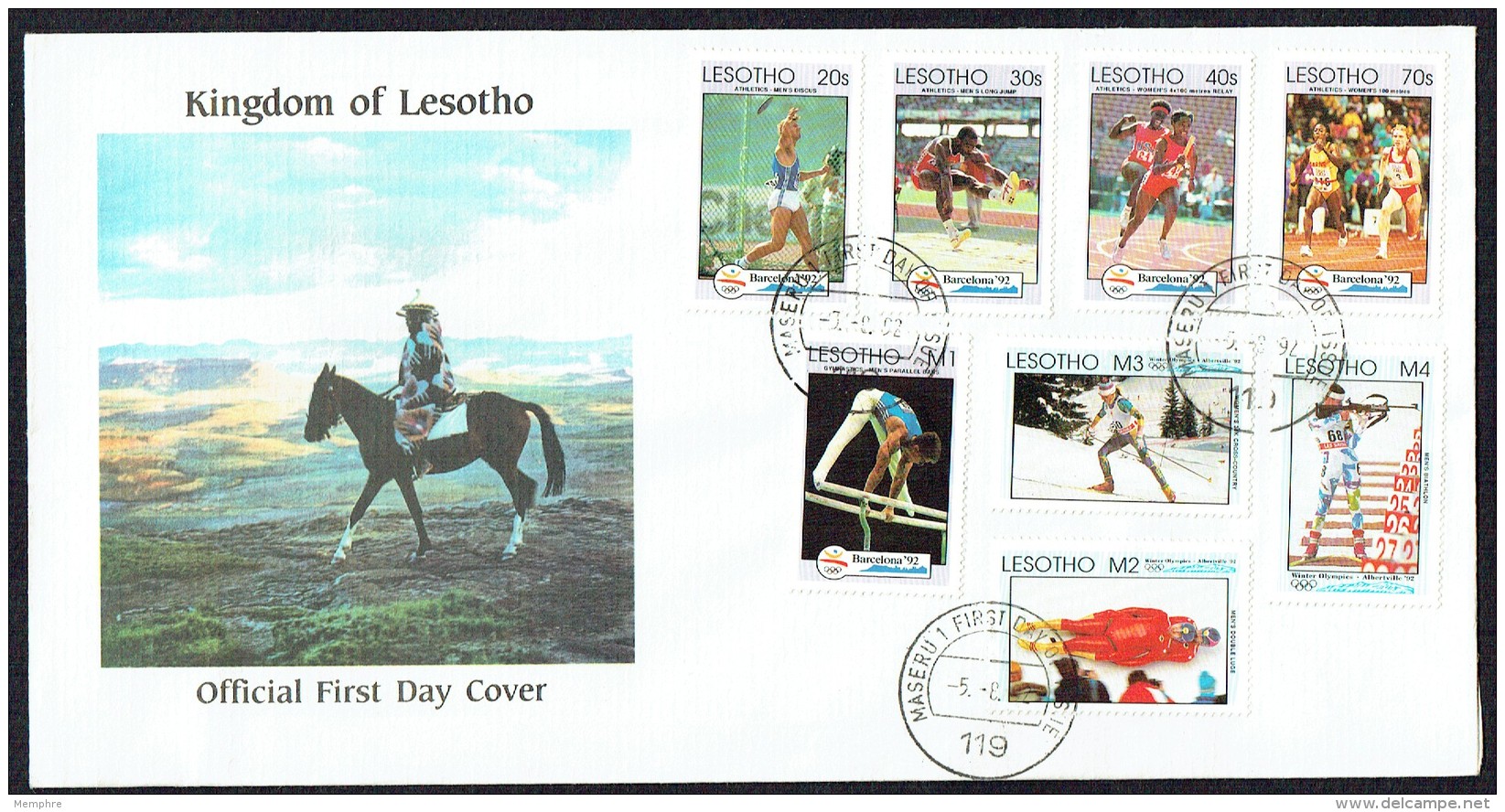 1992  Jeux Olympiques Barcelone Et Albertville   FDC - Lesotho (1966-...)