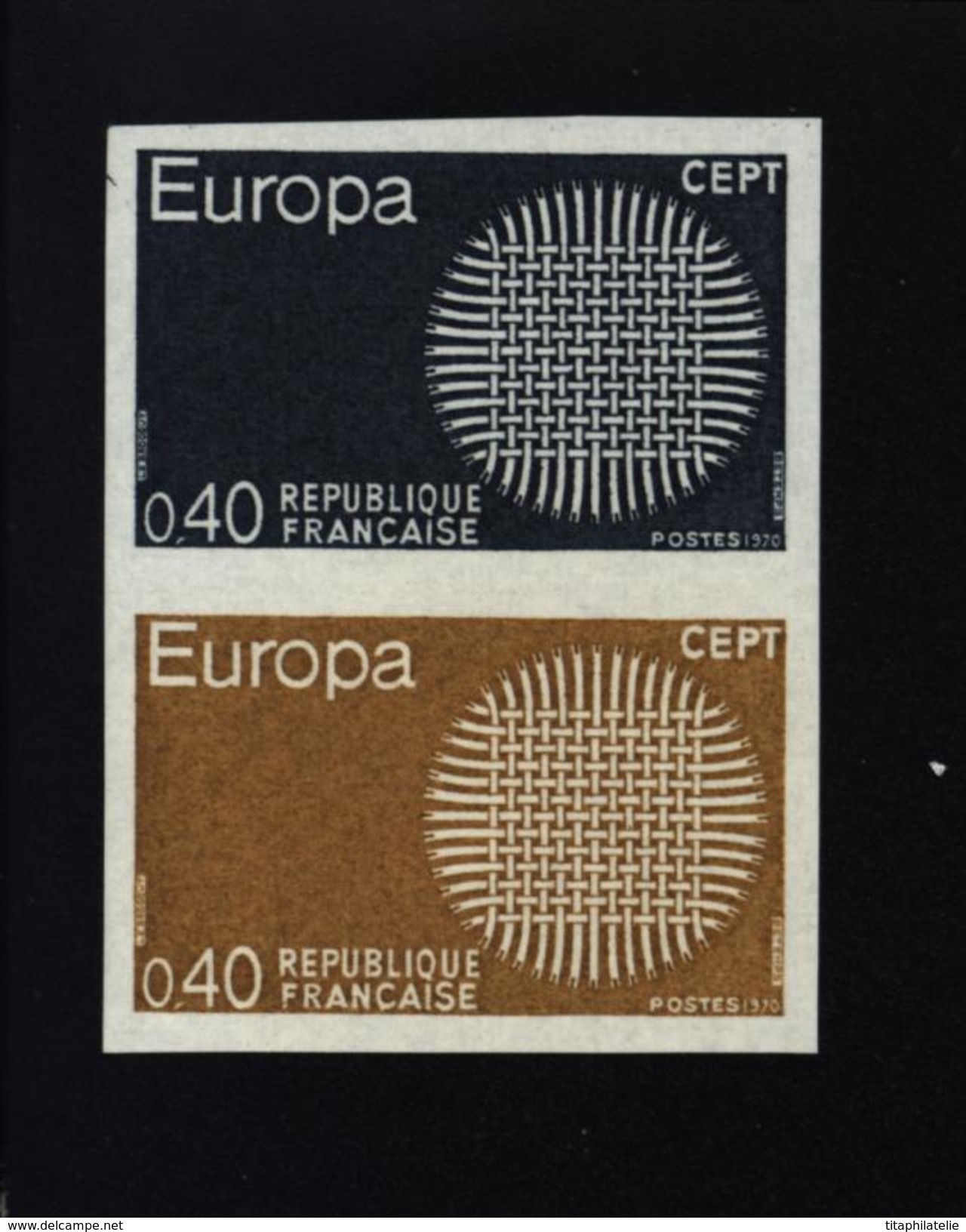 Timbre YT 1637 Essai De Couleur Ardoise Et Bistre Sur Timbre Europa Se Tenant Non Dentelé 1970 - Ongebruikt