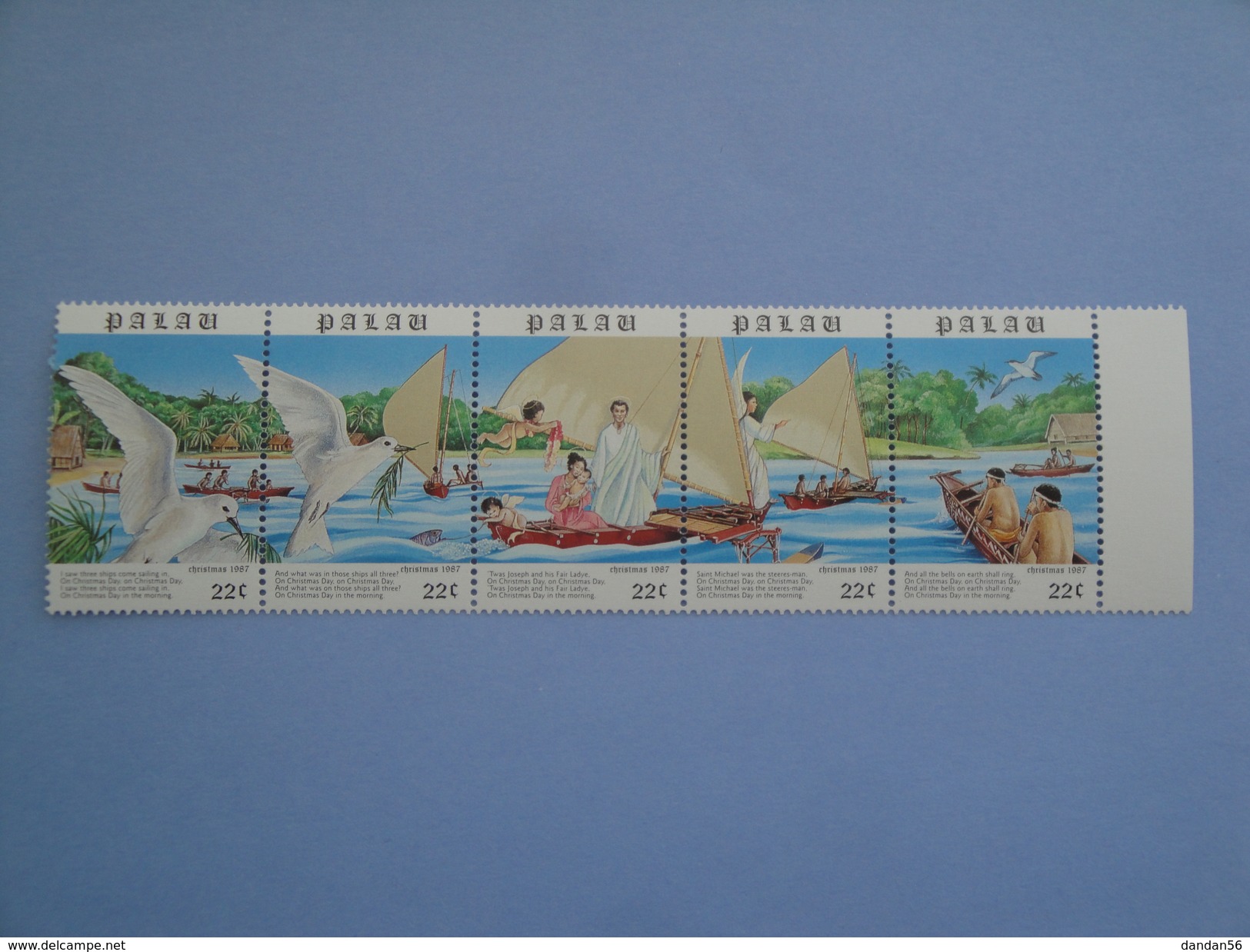 1987  Palau Yvert 192/6 ** Noël Christmas Bateaux Ships Scott 177a  Michel 211/5 SG 213a Oiseaux Birds - Palau