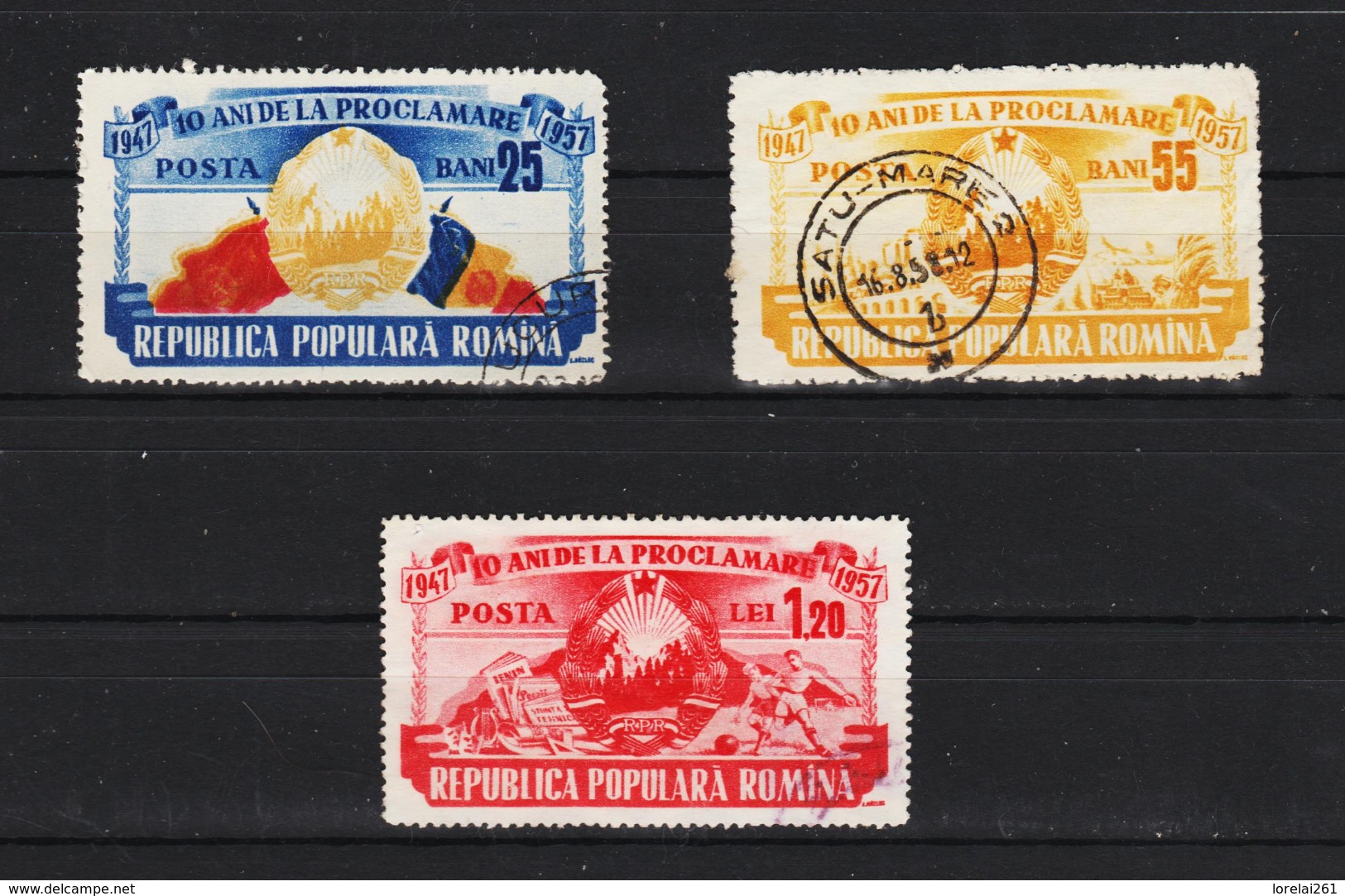 1957 - 10e Anniv. De La Republique,   Mi No 1694/96 Et Yv No 1558/1560 - Gebraucht