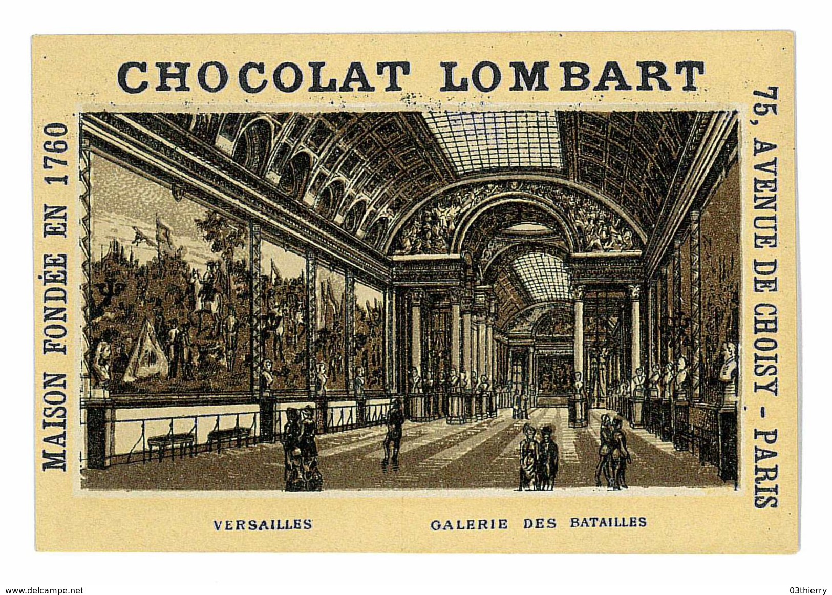 CHROMO IMAGE CHOCOLAT LOMBART PARIS ILLUSTRATION VERSAILLES GALERIE DES BATAILLES - Lombart