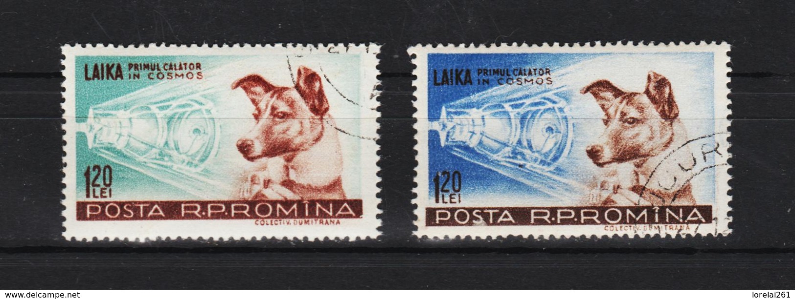 1957 - La Chienne Laika / Spoutink II   Mi No 1684/1685 Et Yv No 1550/1551 - Gebraucht