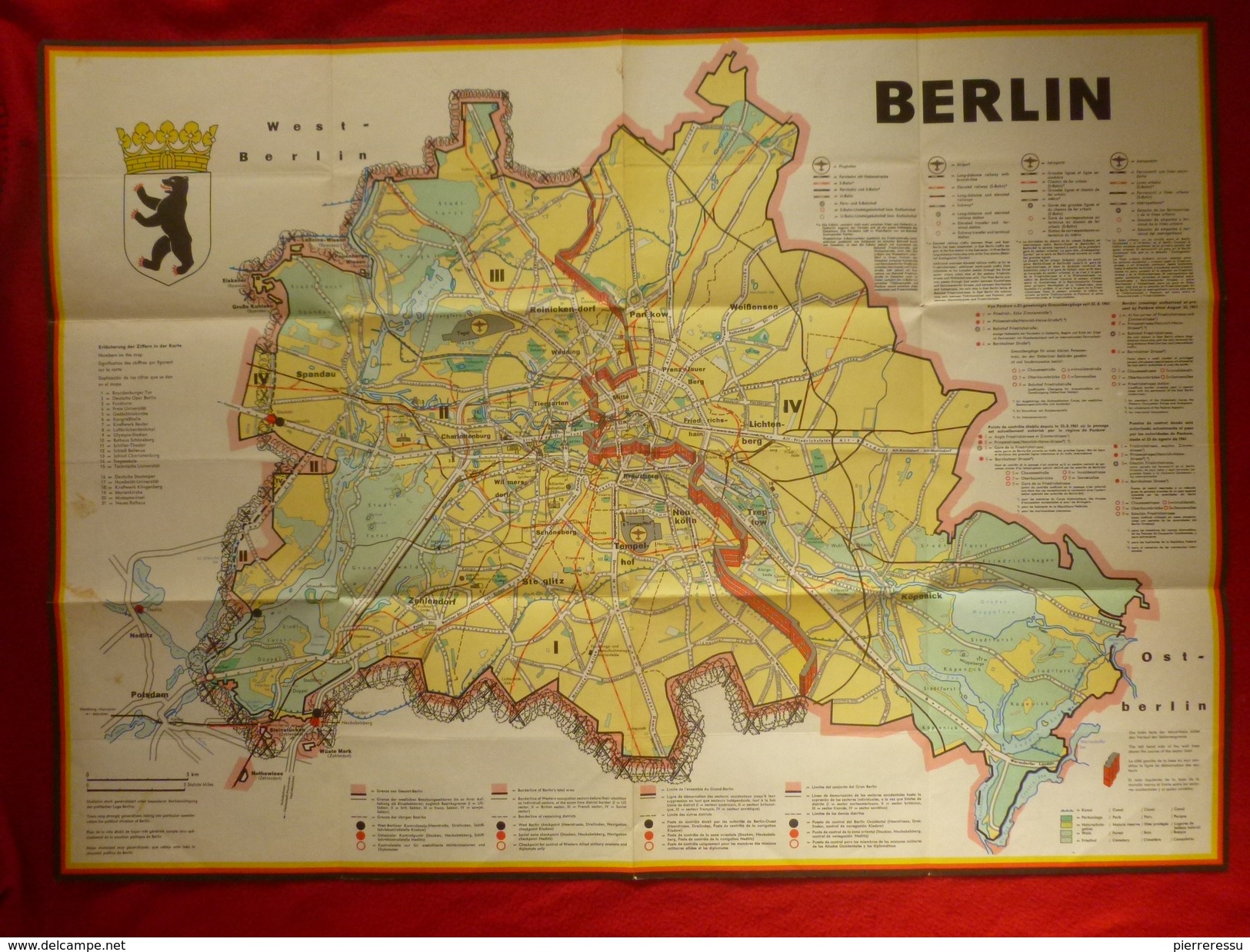 CARTE L ALLEMAGNE DIVISEE 1963 BERLIN Dim 82 X 60 - Geographische Kaarten