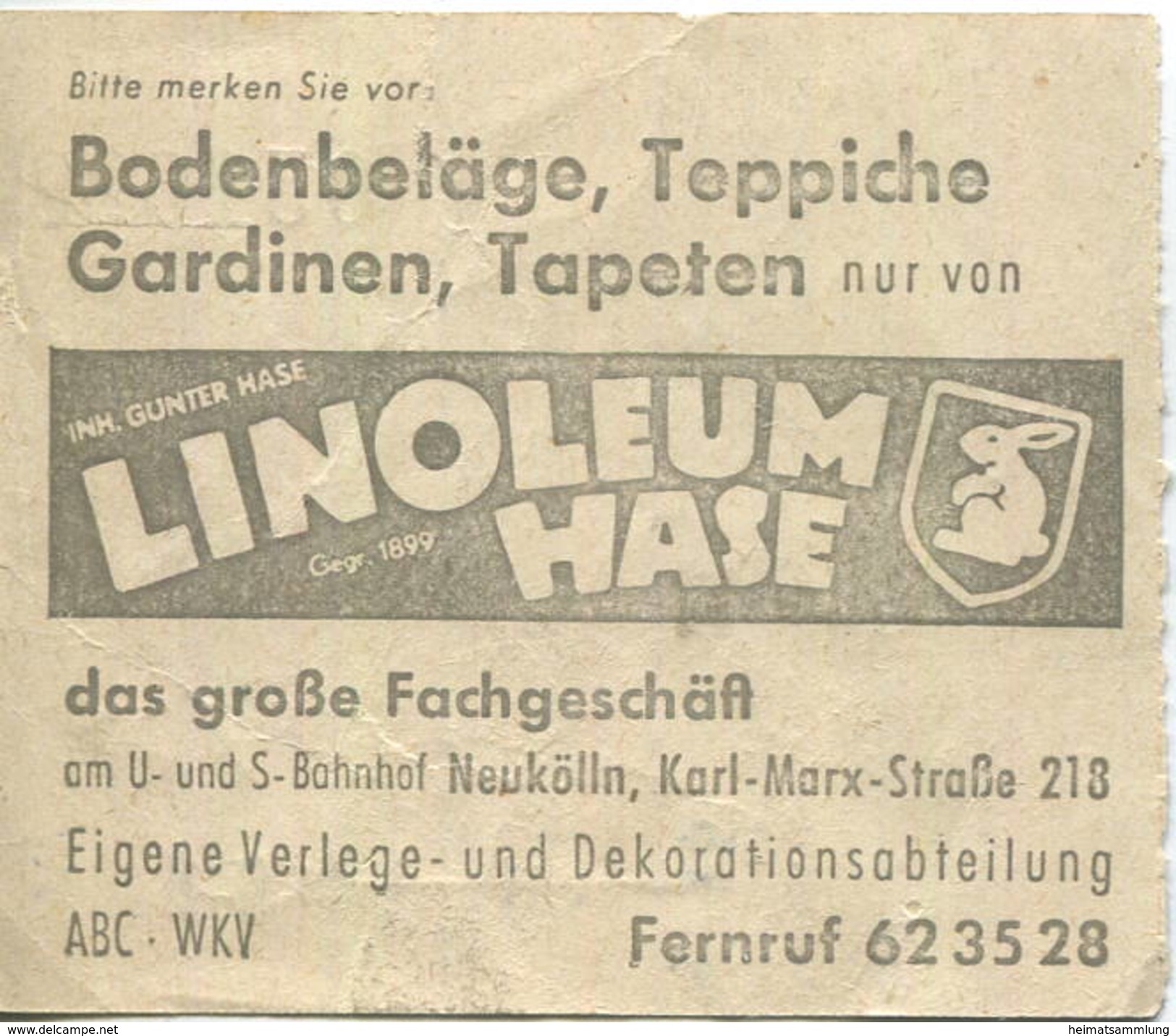 Deutschland - Berlin - BVG Sammelkarte Autobus / Obus - 4 Fahrten Ohne Umsteigeberechtigung 1961 - Rückseitig Werbung Li - Europa