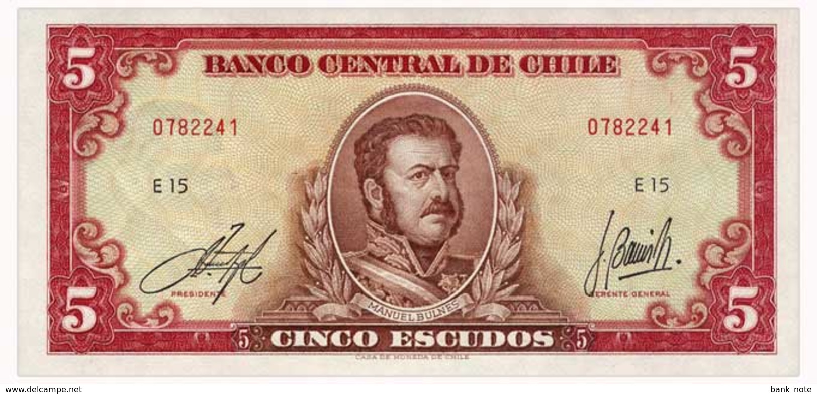 CHILE 5 ESCUDOS ND(1964) Pick 138 Unc - Chile