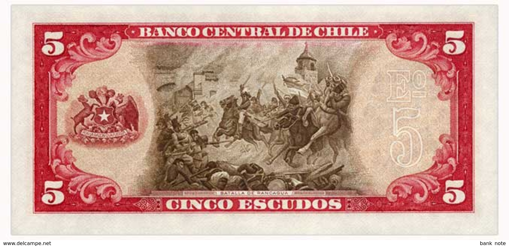 CHILE 5 ESCUDOS ND(1964) Pick 138 Unc - Chile