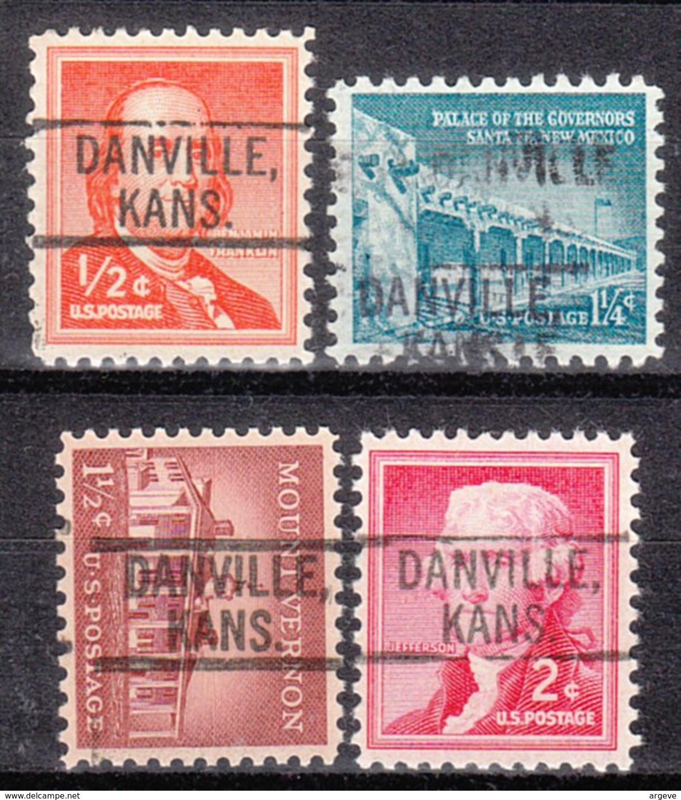 USA Precancel Vorausentwertung Preos Locals Kansas, Danville 802, 4 Diff. - Vorausentwertungen