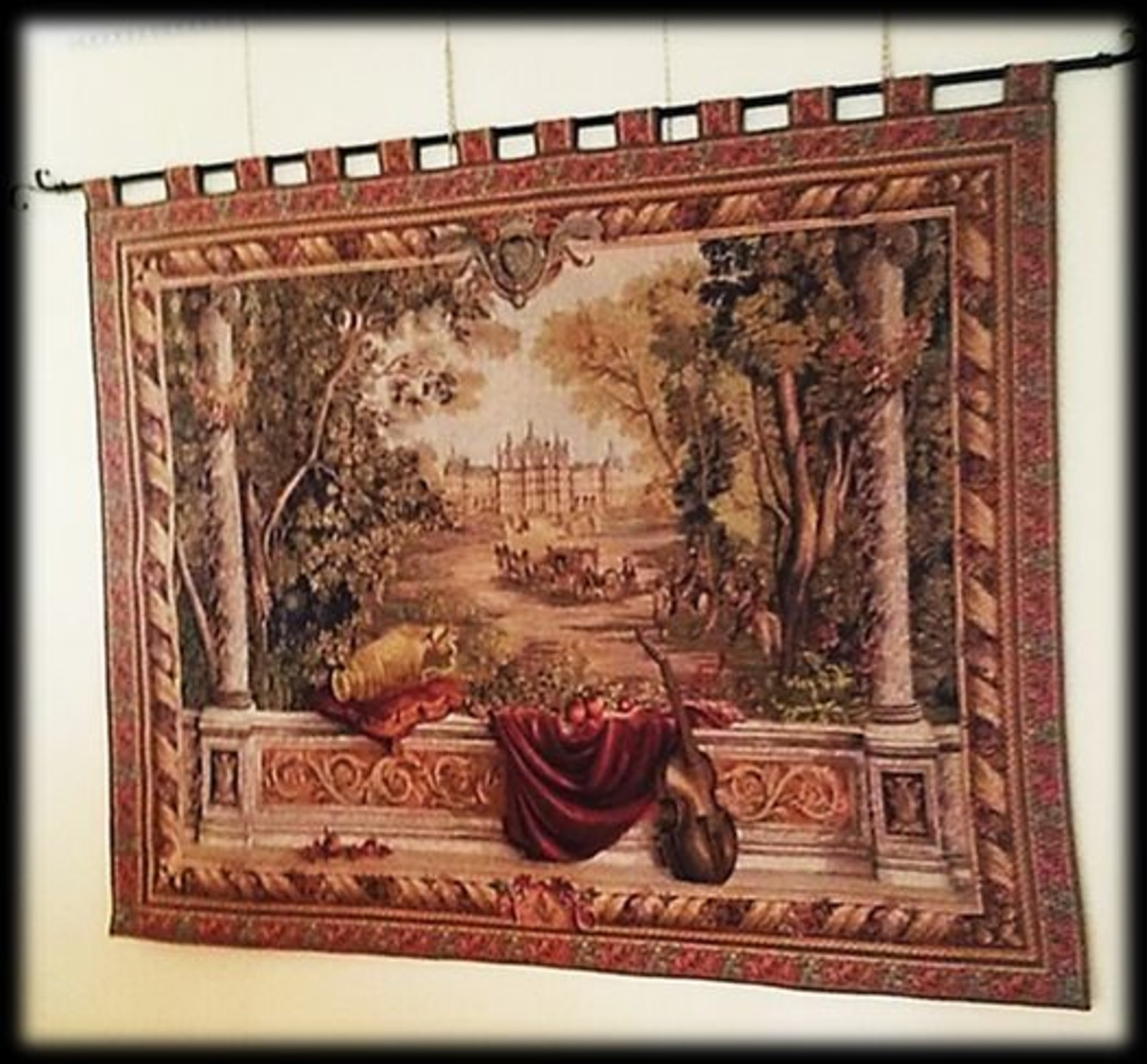 Joyaux De La Tapisserie Française Painel Original Gobelin Sur  Le Tème De  " Vue Du Palais D'Enghien Et Jardins "  -10% - Tappeti & Tappezzeria