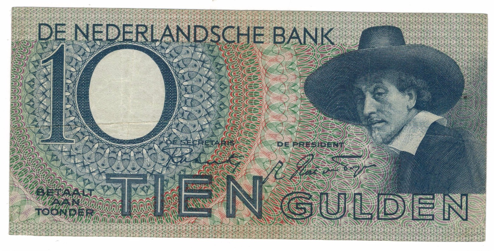 Netherlands 10 Gulden, 1943, VF+.  Free Ship To USA. - 10 Gulden