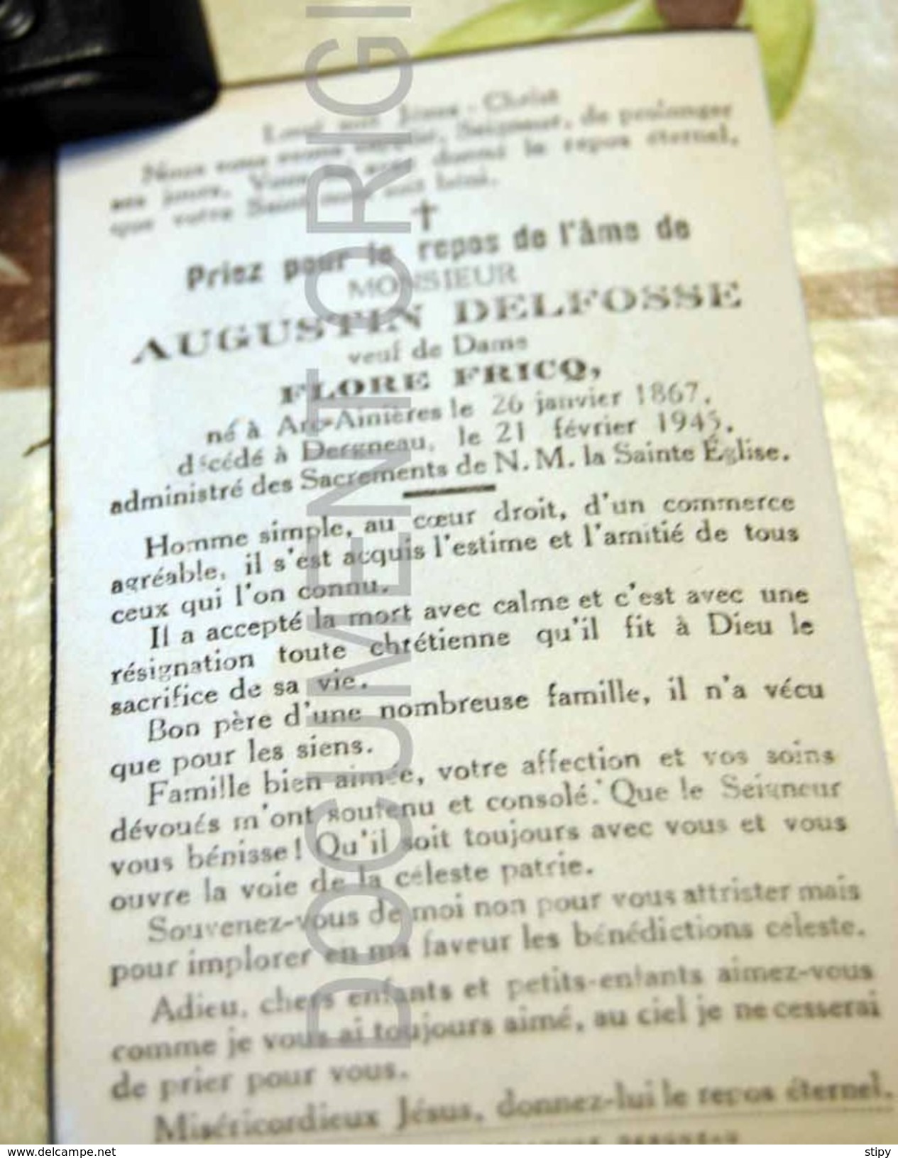 Augustin Delfosse / Flore Fricq Arc-ainières 1867 Dergneau 1943 - Frasnes-lez-Anvaing