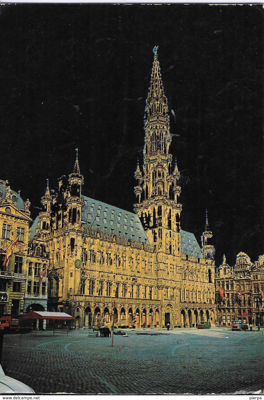 BELGIO - BRUXELLES LA NUIT - LA GRAND PLACE  -  VIAGGIATA 1981 - ANNULLO A TARGHETTA - Bruxelles By Night