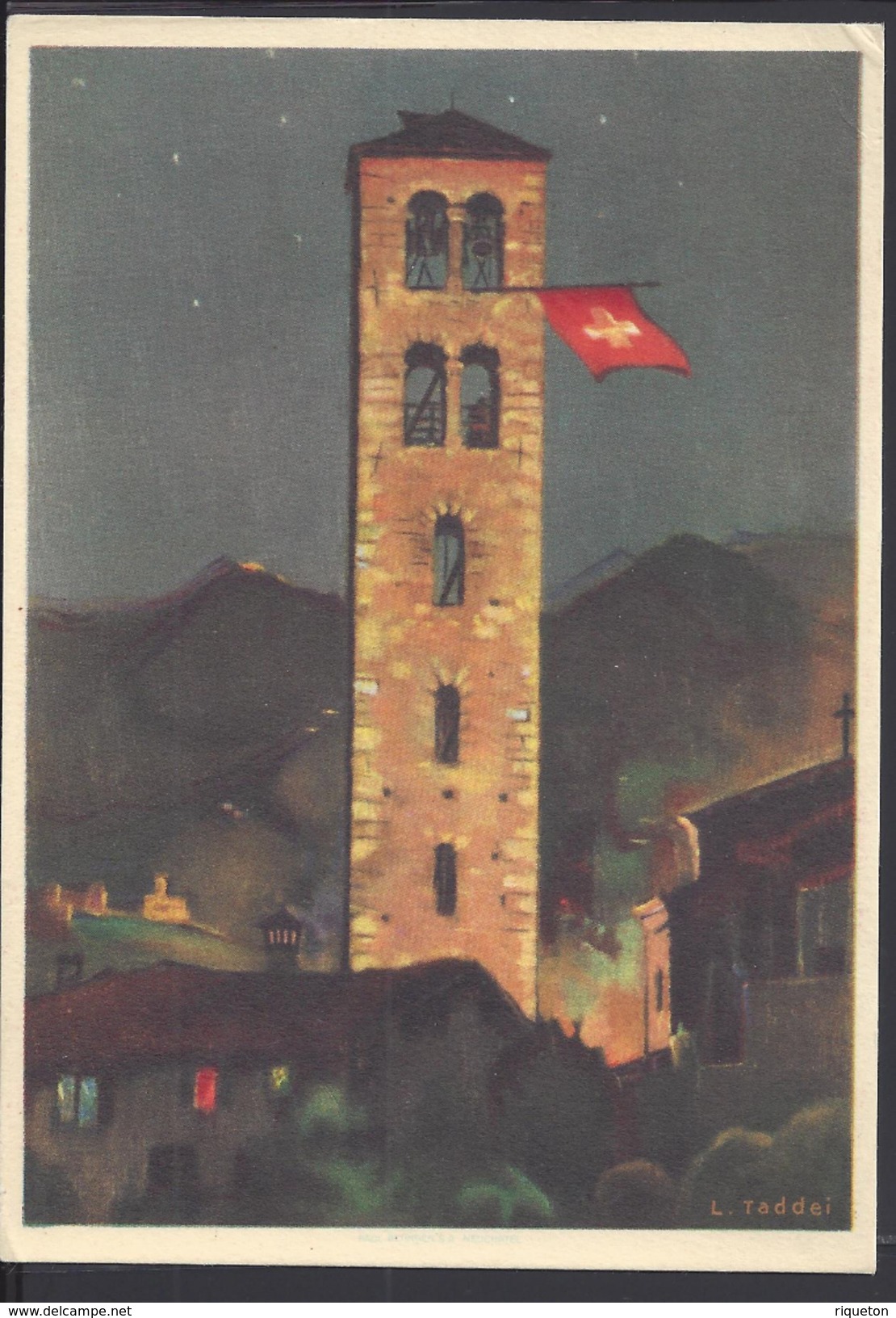 SUISSE - 1938 - Carte De La Fête Nationale émise Pour Les Suisses à L'étranger - Illustration Tour - Drapeau Suisse - - Lettres & Documents