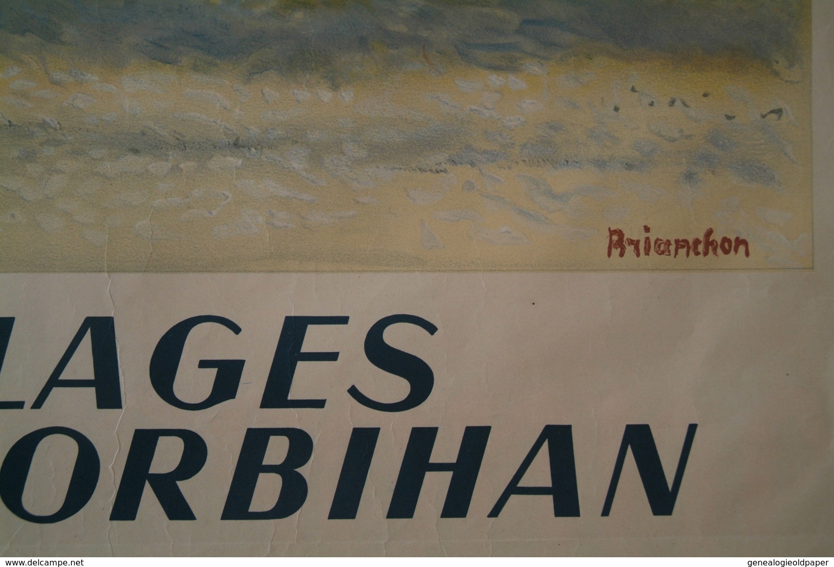 56- AFFICHE SNCF - CHEMINS DE FER- PLAGES DU MORBIHAN - ILLUSTRATEUR BRIANCHON -1950  RARE - Posters