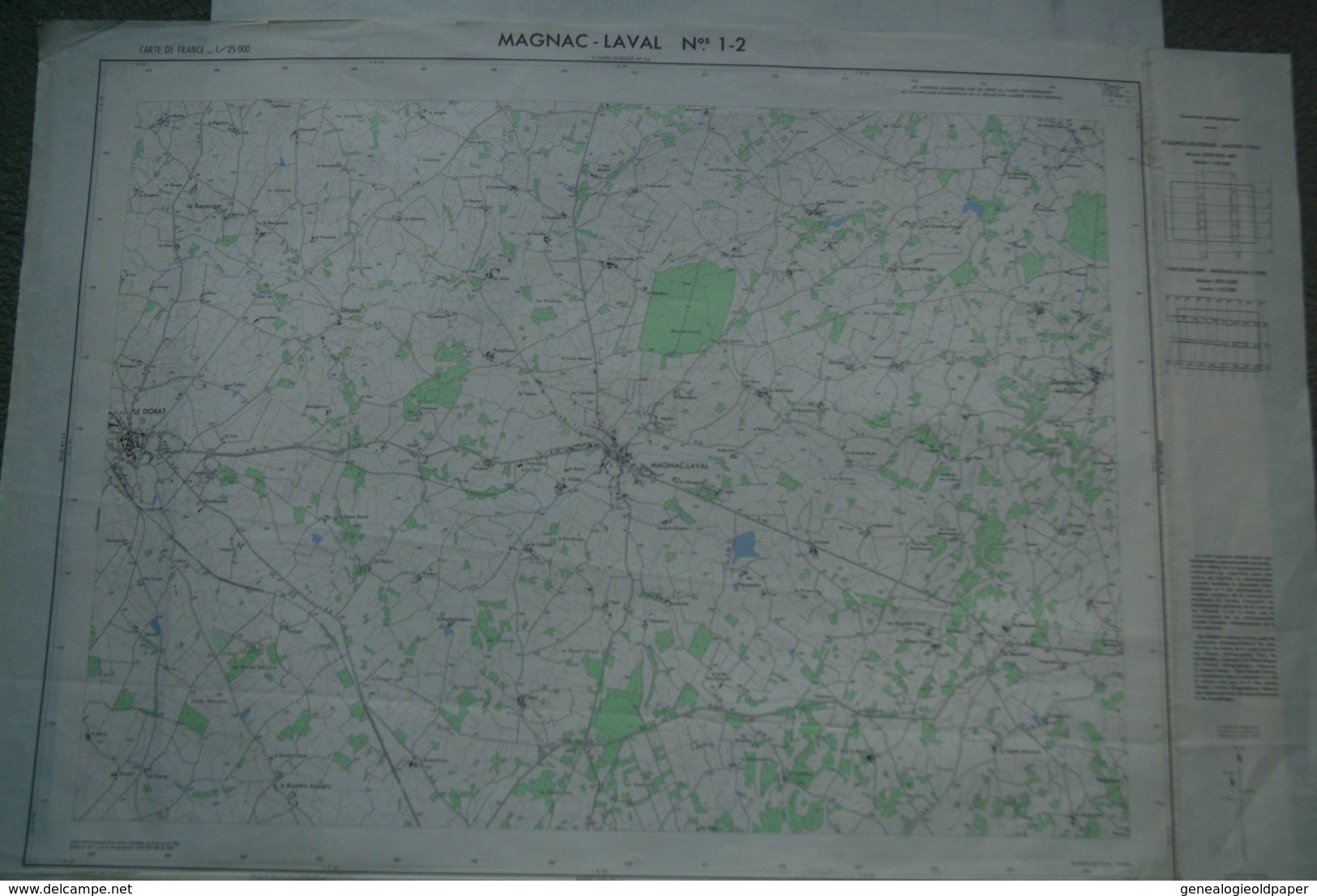 87 - MAGNAC LAVAL- PLAN TOPOGRAPHIQUE 1965- LE DORAT-DOMPIERRE LES EGLISES-DINSAC- N° 1-2- ESCURAT- RARE - Topographische Karten