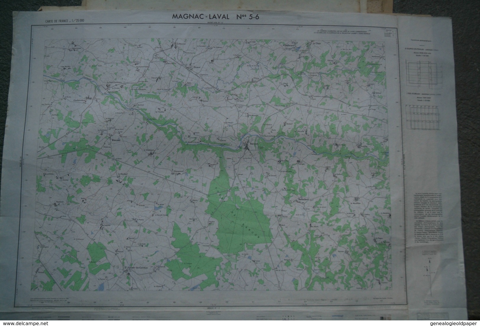 87 - MAGNAC LAVAL- PLAN TOPOGRAPHIQUE 1959 - RANCON-SAINT JUNIEN LES COMBES-BLANZAC-BALLEDENT-VILLEFAVARD- RARE - Mapas Topográficas