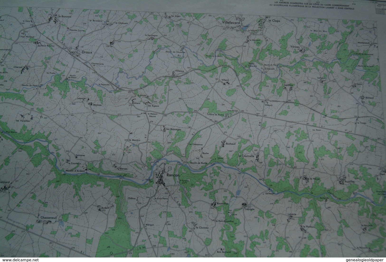 87 - MAGNAC LAVAL- PLAN TOPOGRAPHIQUE 1959 - RANCON-SAINT JUNIEN LES COMBES-BLANZAC-BALLEDENT-VILLEFAVARD- RARE - Mapas Topográficas