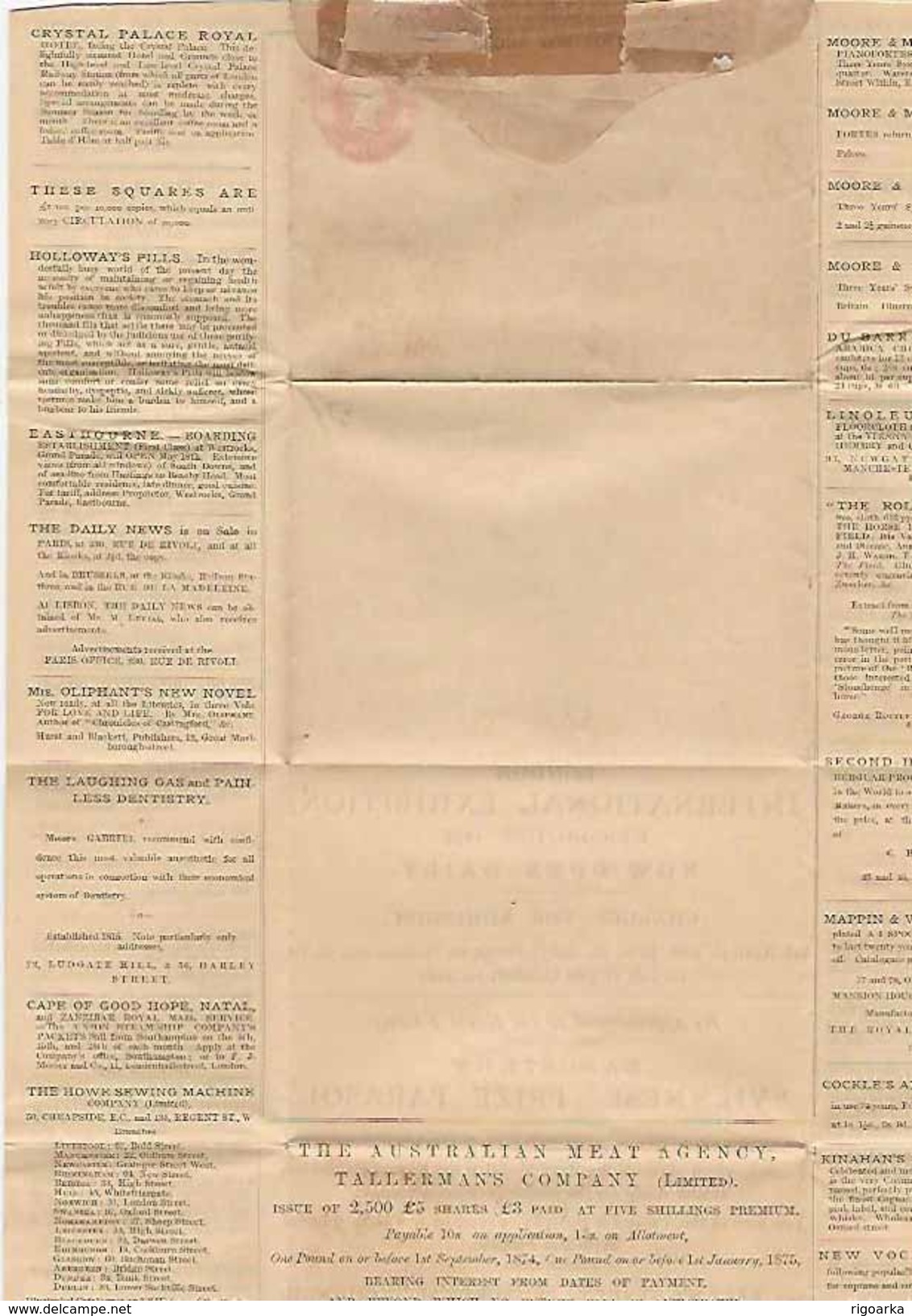 1875.- ENTIRE LETTRE VICTORIA 1 PENNY ROSE IN OVAL WITH PUBLICITY INSIDE - Cartas & Documentos