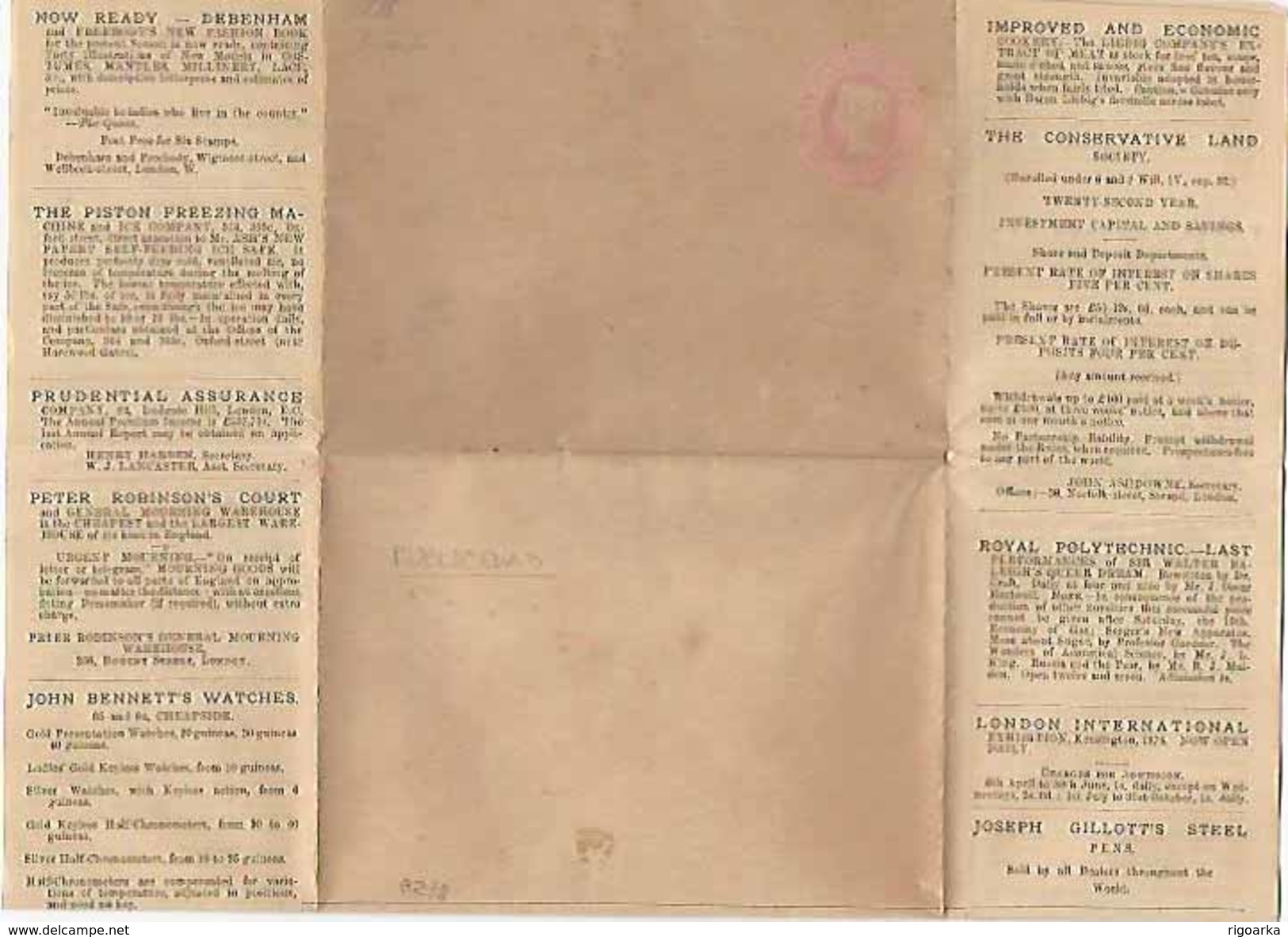 1875.- ENTIRE LETTRE VICTORIA 1 PENNY ROSE IN OVAL WITH PUBLICITY INSIDE - Cartas & Documentos