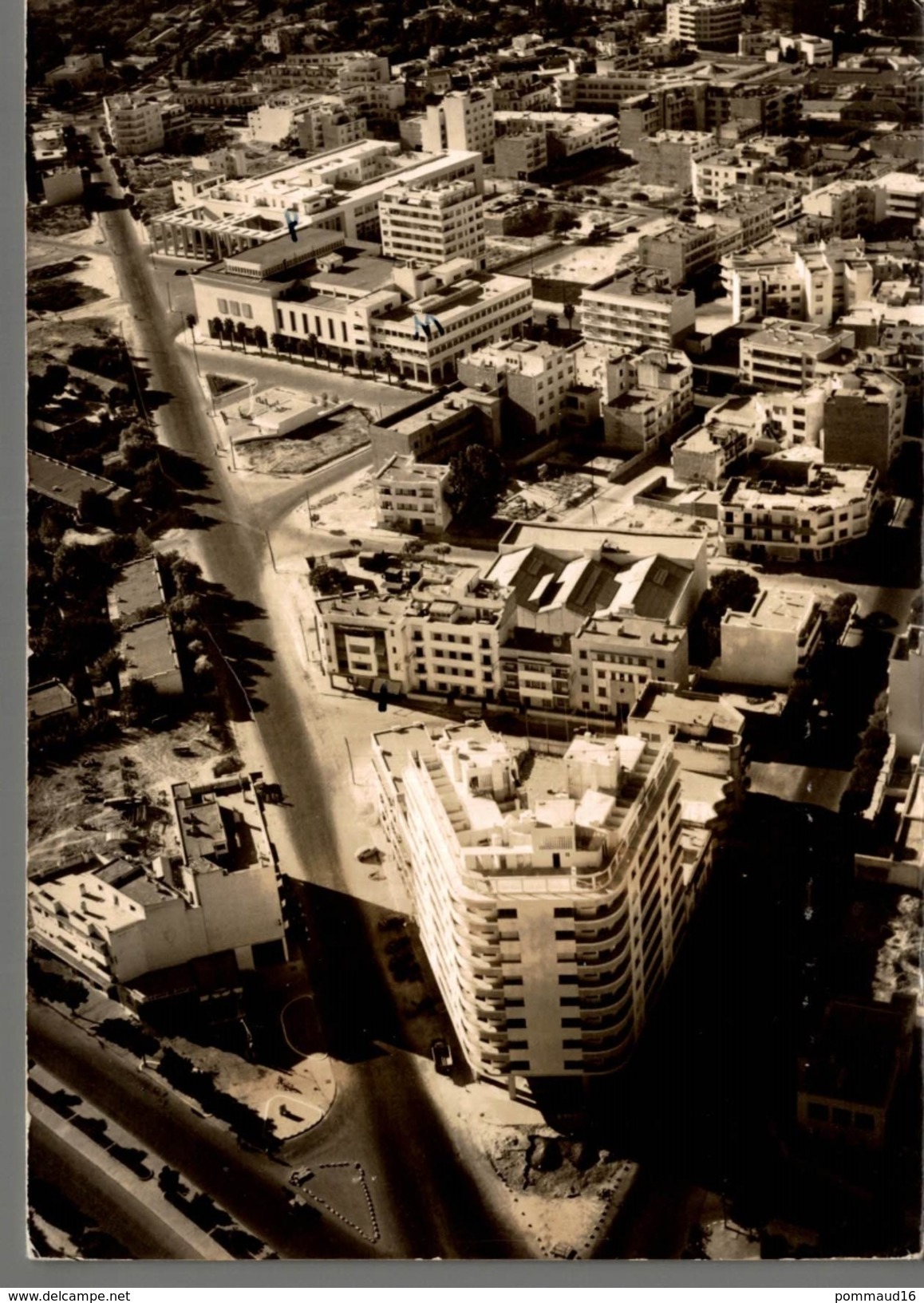 CPSM Meknès Vue Aérienne, à Droite L'avenue De La République, à Gauche L'avenue De France - Meknes