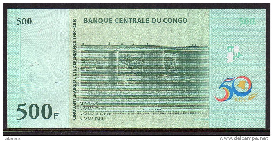 527-Congo 2 Billets De 50 Francs 2007 Et 500 Francs 2010     Neufs - République Démocratique Du Congo & Zaïre