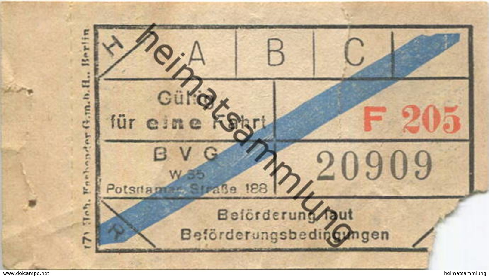 Deutschland - Berlin - Berlin - Einfache Fahrt Mit Der U-Bahn - Fahrschein Ca. 1945 - Europe