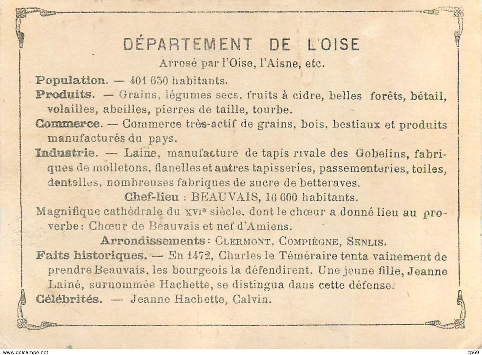 CHROMO - Département De L'Oise ( 60 ) - Beauvais Clermont Senlis Compiègne Ribecourt Gisors Méru Nanteuil Betz Mouy - Otros & Sin Clasificación