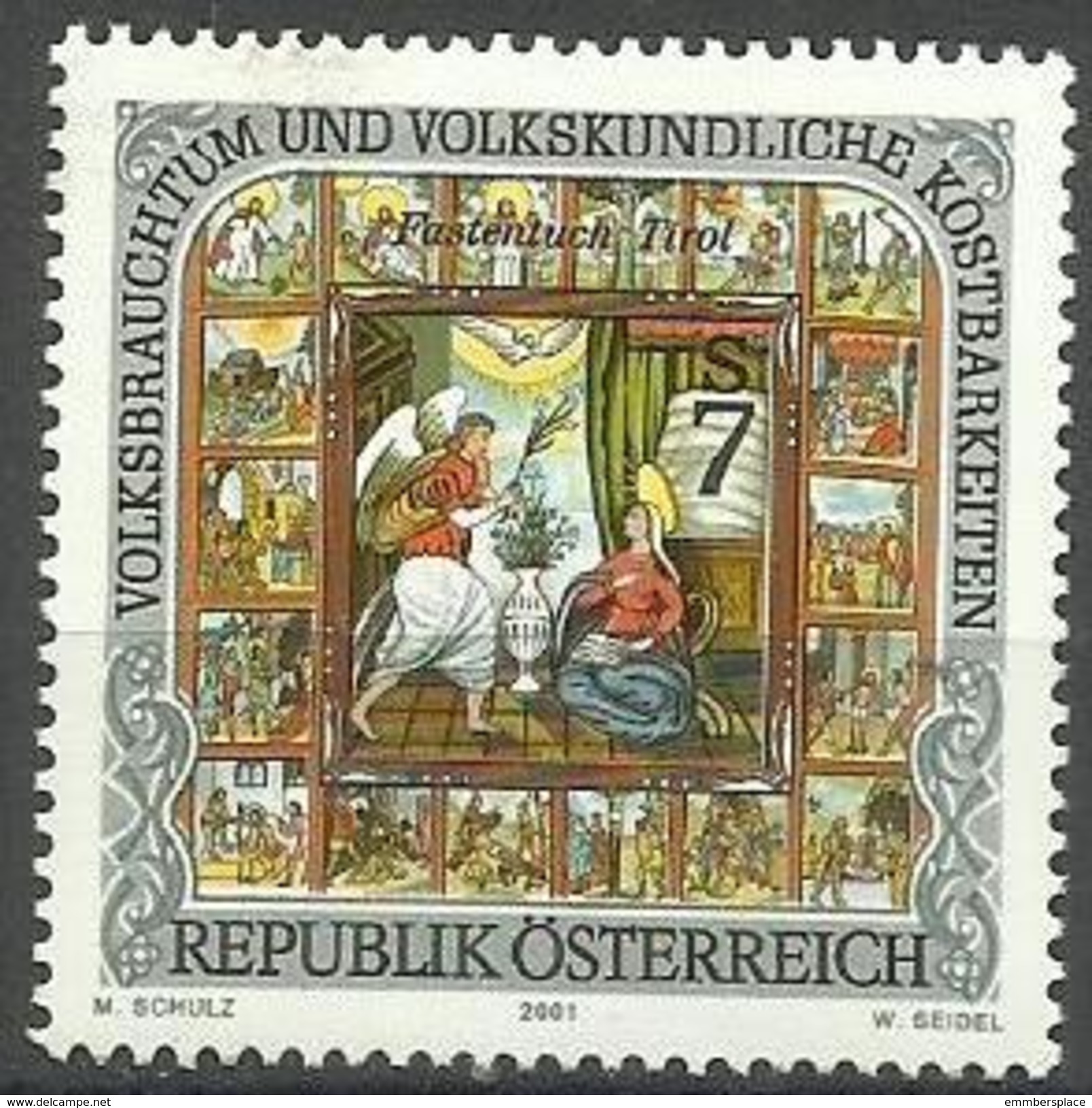 Austria - 2001 Altar Cloths 7s MNH **     1836 - Unused Stamps