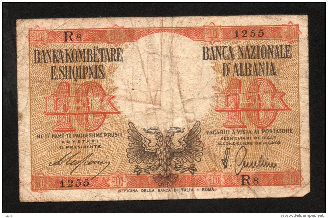 Banconota Albania 10 Lek 1940 Circolata - Albanien
