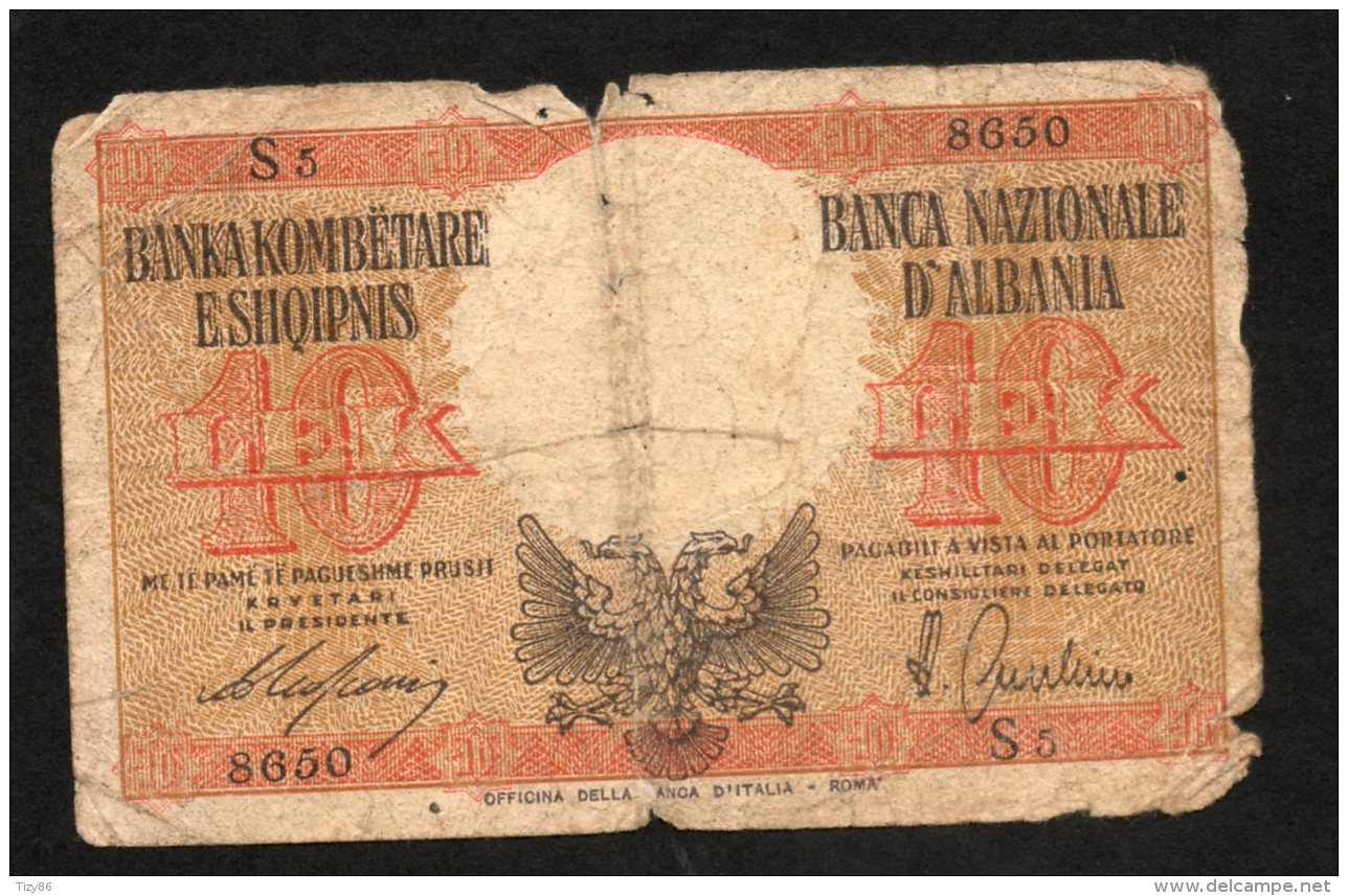 Banconota Albania 10 Lek 1940 Circolata - Albanië