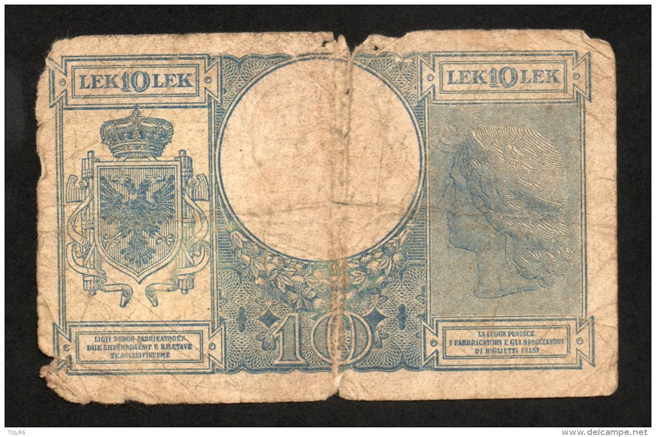 Banconota Albania 10 Lek 1940 Circolata - Albanie