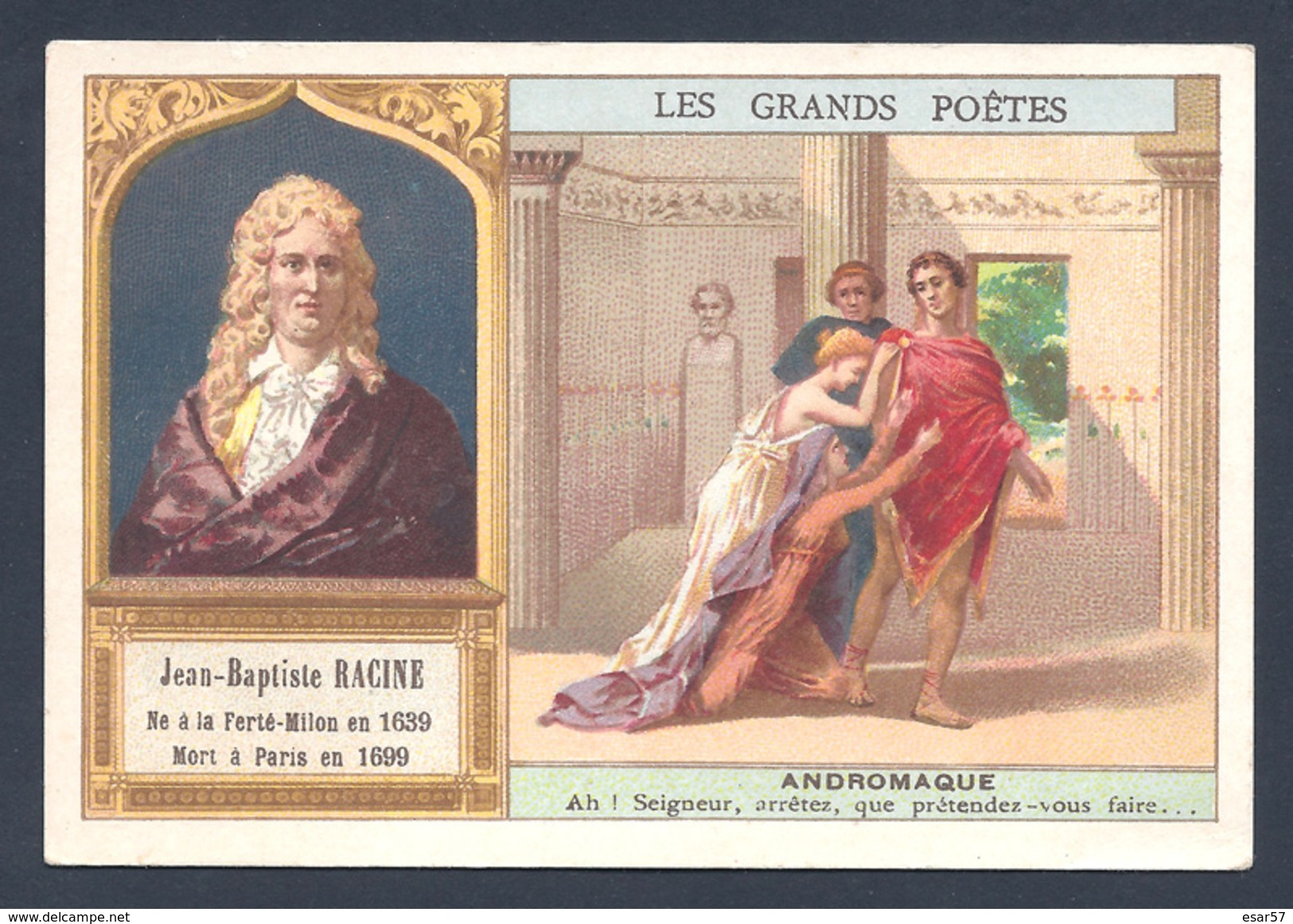 Chromo - Bon Point - Farine Lactée Salvy - Les Grands Poètes - Jean-Baptiste Racine - Andromaque - Altri & Non Classificati