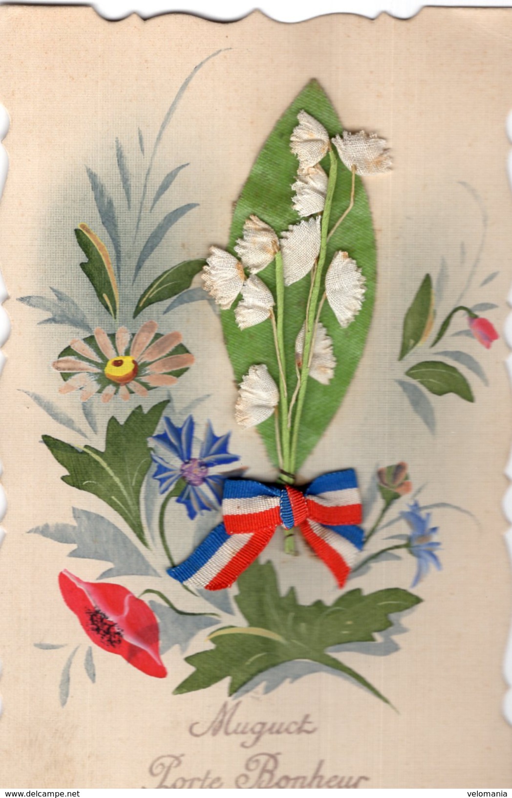 V8330  Cpa Fantaisie Ajoutis - Muguet Porte Bonheur - Embroidered