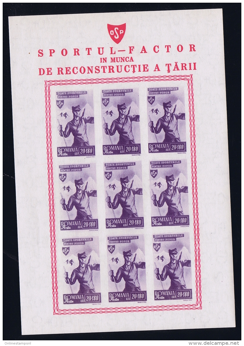 Romenia: 1945 Neuf Sans Charniere /MNH/**/postfrisch Block - Blocs-feuillets