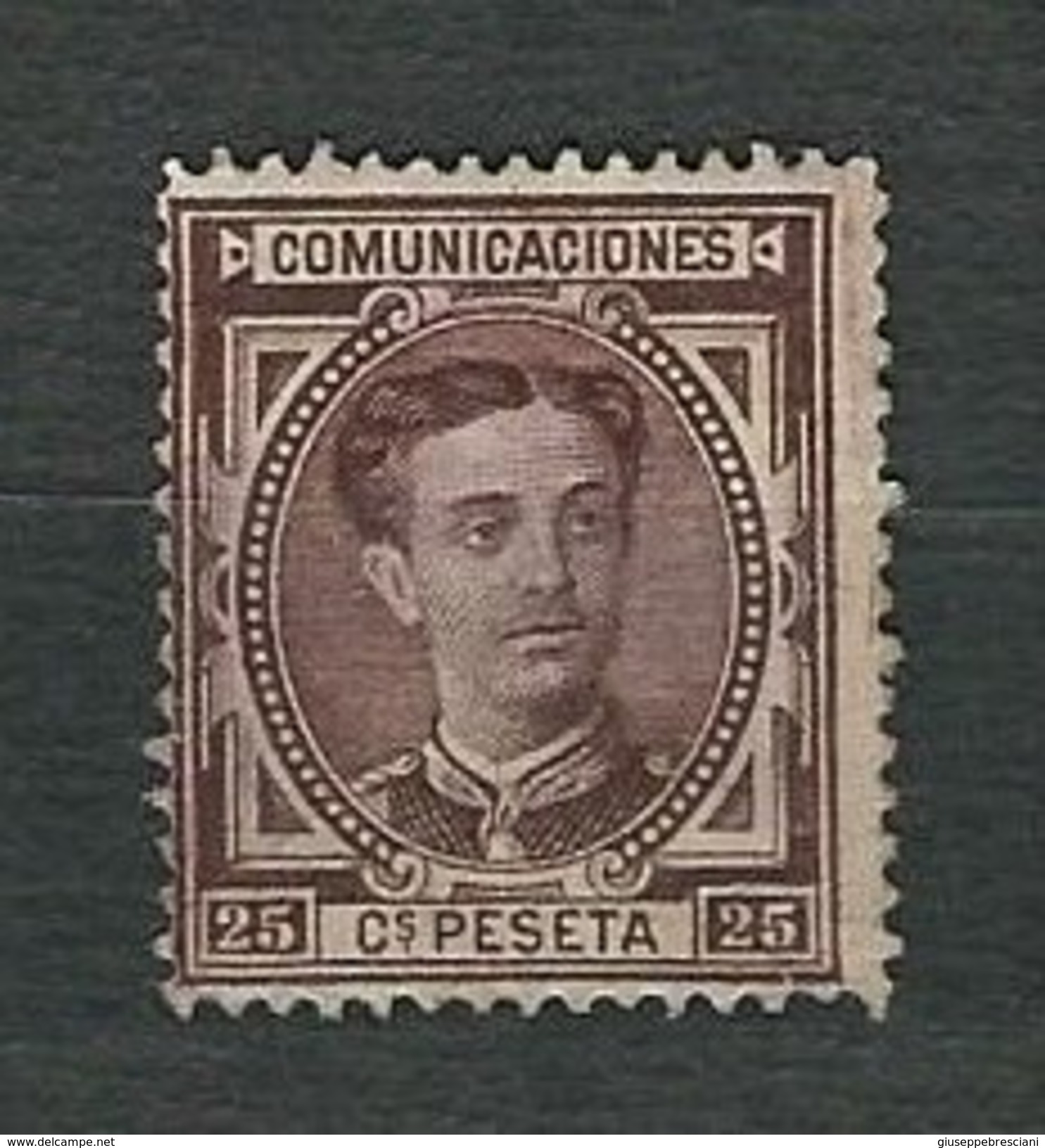 SPAGNA 1876 - Alfonso XII - 25 C. Castano-rojizo- Yt:ES 166 - Neufs