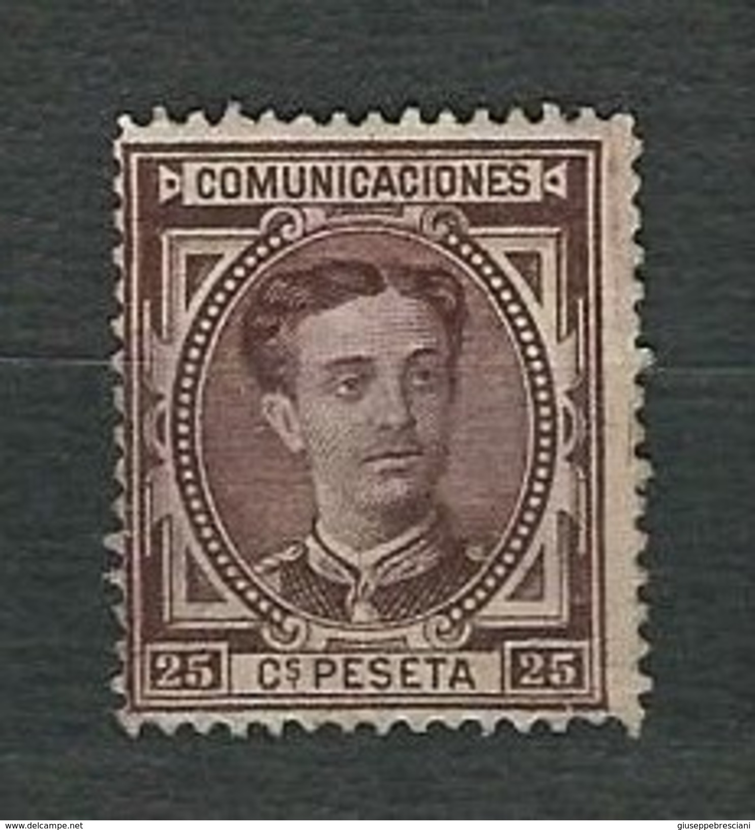 SPAGNA 1876 - Alfonso XII - 25 C. Castano-rojizo- Yt:ES 166 - Nuovi