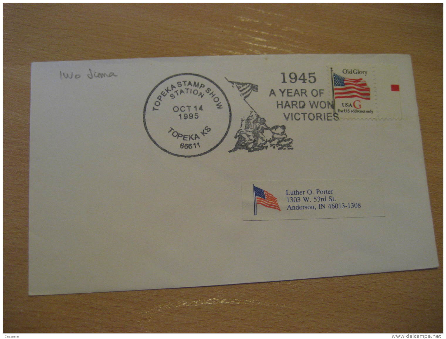 IWO JIMA WW2 History Military TOPEKA 1995 Cancel Cover USA - 2. Weltkrieg